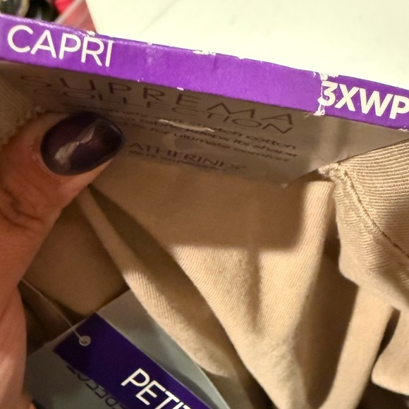 Catherines Suprema Cotton Beige Tan Capri Pants Stretch Size 3XP New - Picture 4 of 4